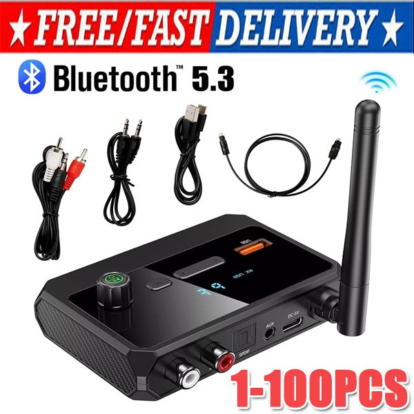 Bluetooth 5.3 Home Stereo Audio Receiver AUX Optical HD Music to RCA Adapter LOT