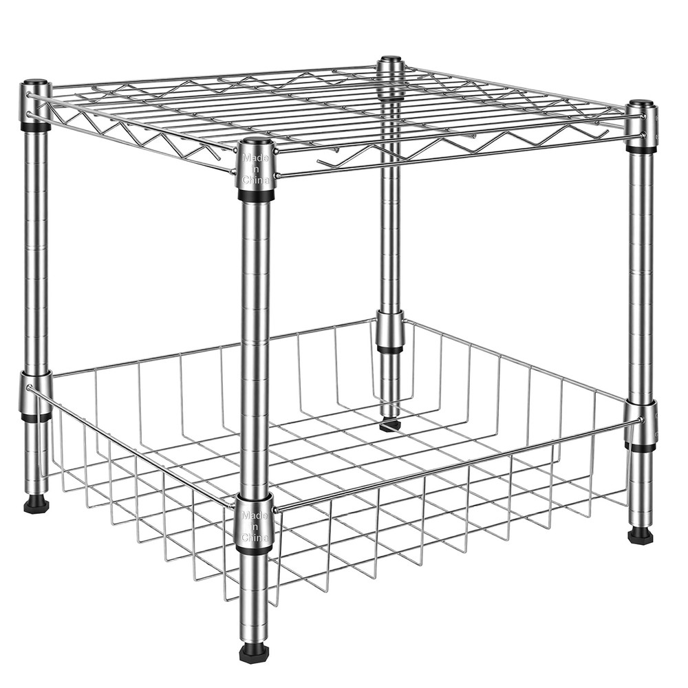 Stackable Metal Shelving Unit - Versatile Wire Rack for Garage, Pantry & Office