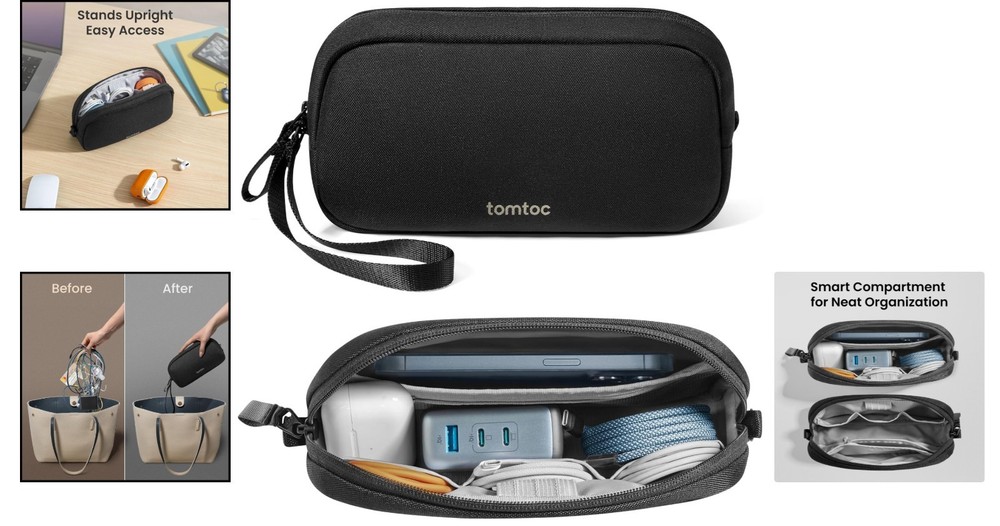 Small Portable Electronics Organizer - Compact Pouch for Travel Essentials