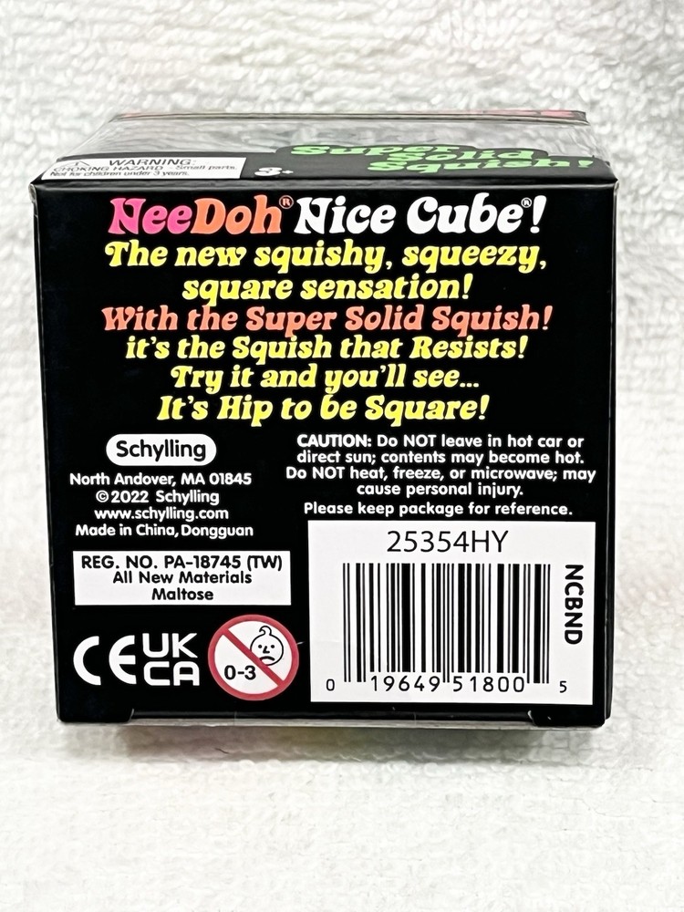 Nee Doh Nice Cube Super Solid Squish ! BLUE Squeeze Toy for Ages 3+ 4-7 Years