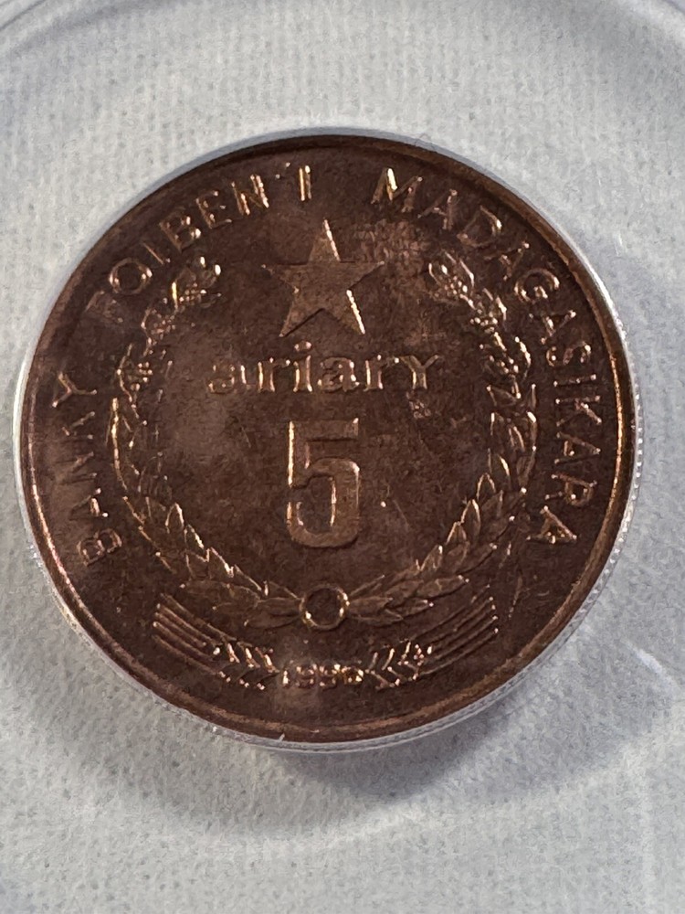 1996 Madagascar 5 Ariary Graded MS 64 RD by ANACS