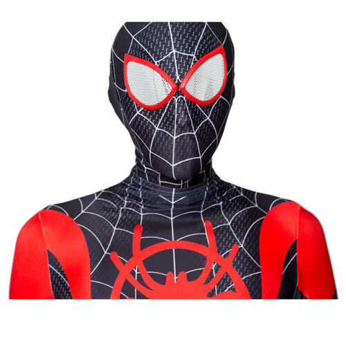 Spiderman Miles Morales Halloween Costume Cosplay Mens Jumpsuit Spandex Bodysuit