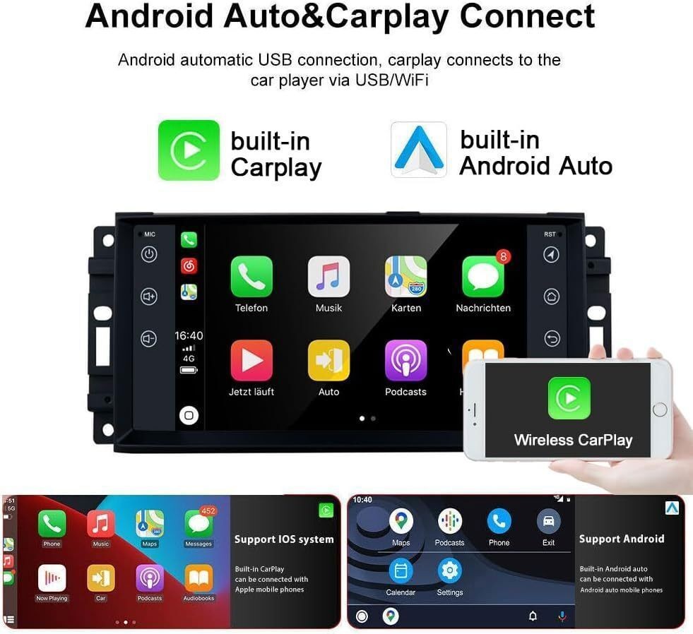 For Jeep Wrangler Unlimited 2007-2015 Apple Carplay 7" Car Radio Stereo GPS WIFI