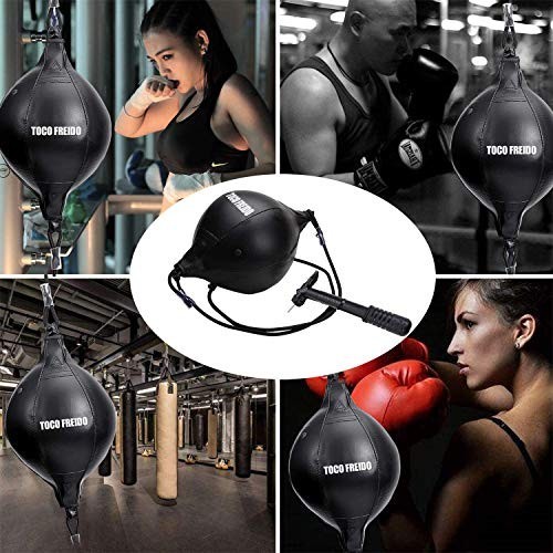 Double End Punching Ball Speed Bag - Adjustable Difficulty Reflex Training Kit f