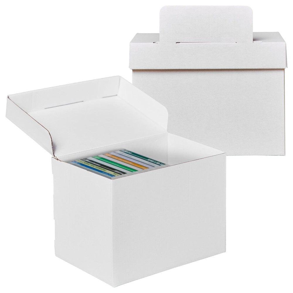 2-Pack CD DVD Cardboard Storage Boxes with Lids Ã¢â‚¬â€œ Media Organizer Case...