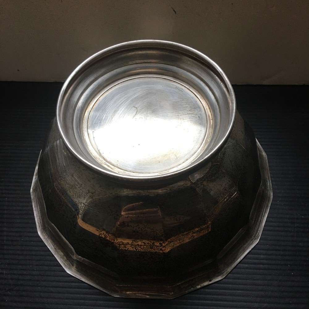 Vintage Gorham EP Silver-Plated Pedestal Bowl 16-Point Scalloped Hexadecagonal