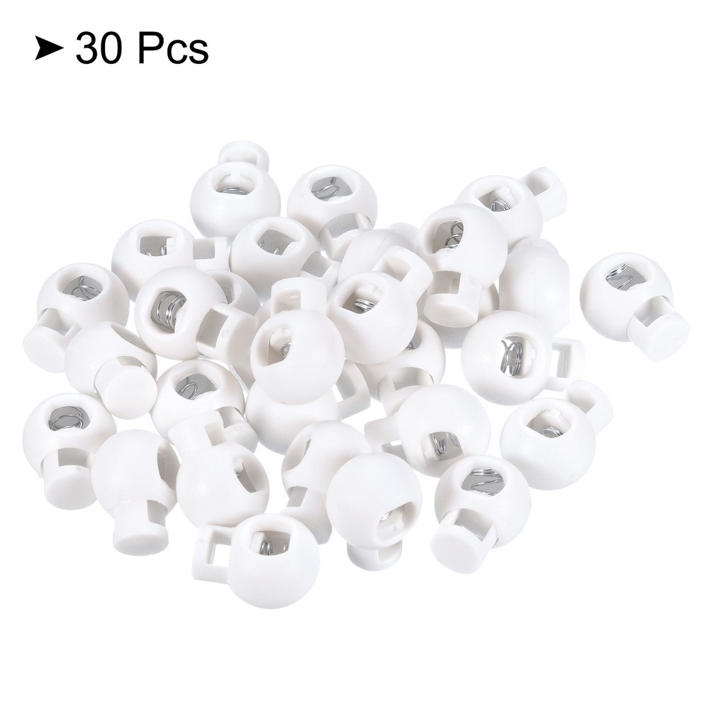 Cord Locks, 30 Pack Ball Spring Toggle Stopper, Frosted White