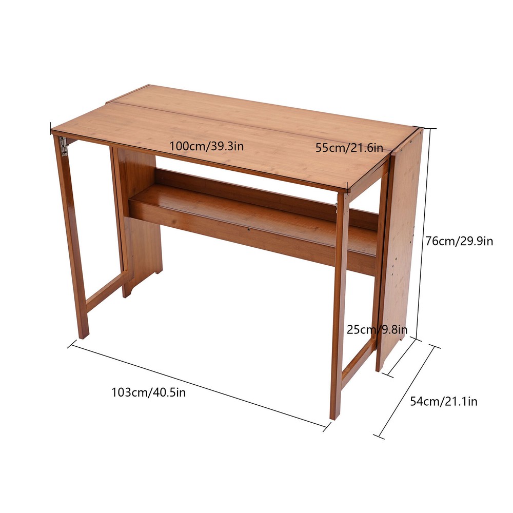 Foldable Bamboo Desk ?C Space-Saving Home Office Writing Workstation