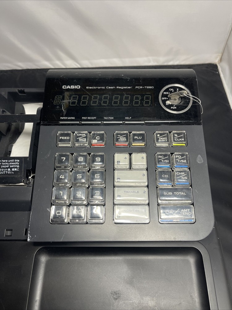 Casio PCR-T280 Electronic Cash Register Working (Missing Part Read)