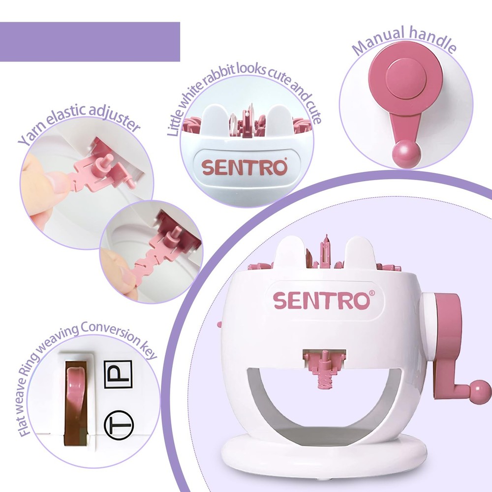 SENTRO 22 Needle Knitting Machine Smart Loom, Hand Crank – Fun & Easy DIY Knit