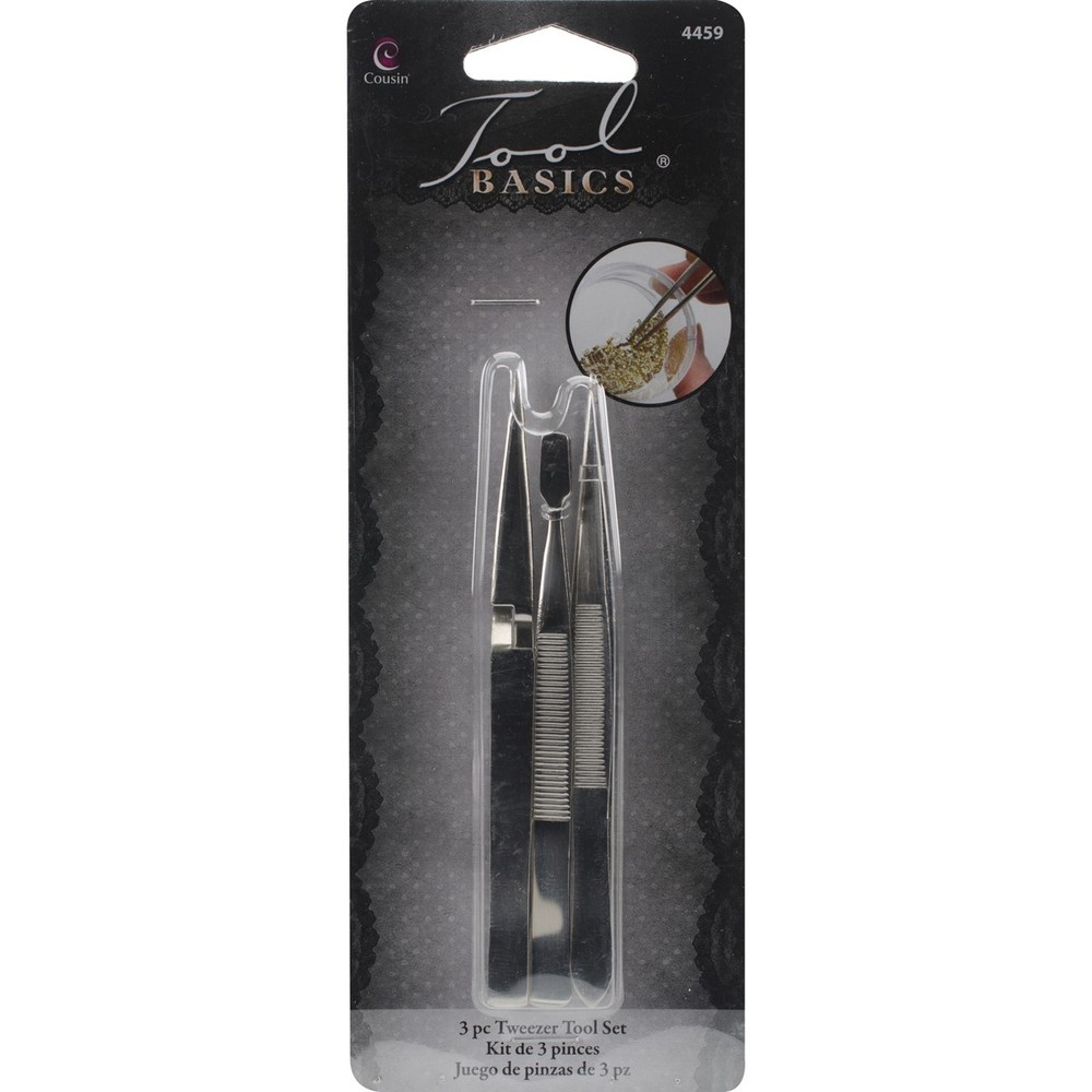 3 Pack - CousinDIY Tool Basics Tweezers 3/Pkg-4.5" - 4459