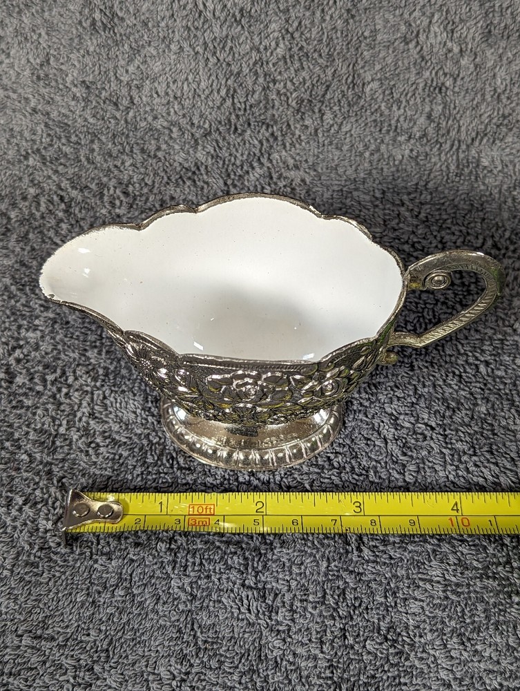 Himark Vintage Silver Plated Cream Jug With Ceramic Lining