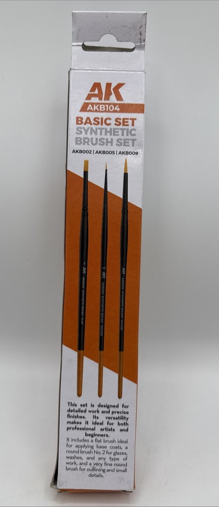 AK Interactive AKB104 Basic Brushes Set (3pcs) - US Precise Detail Brush