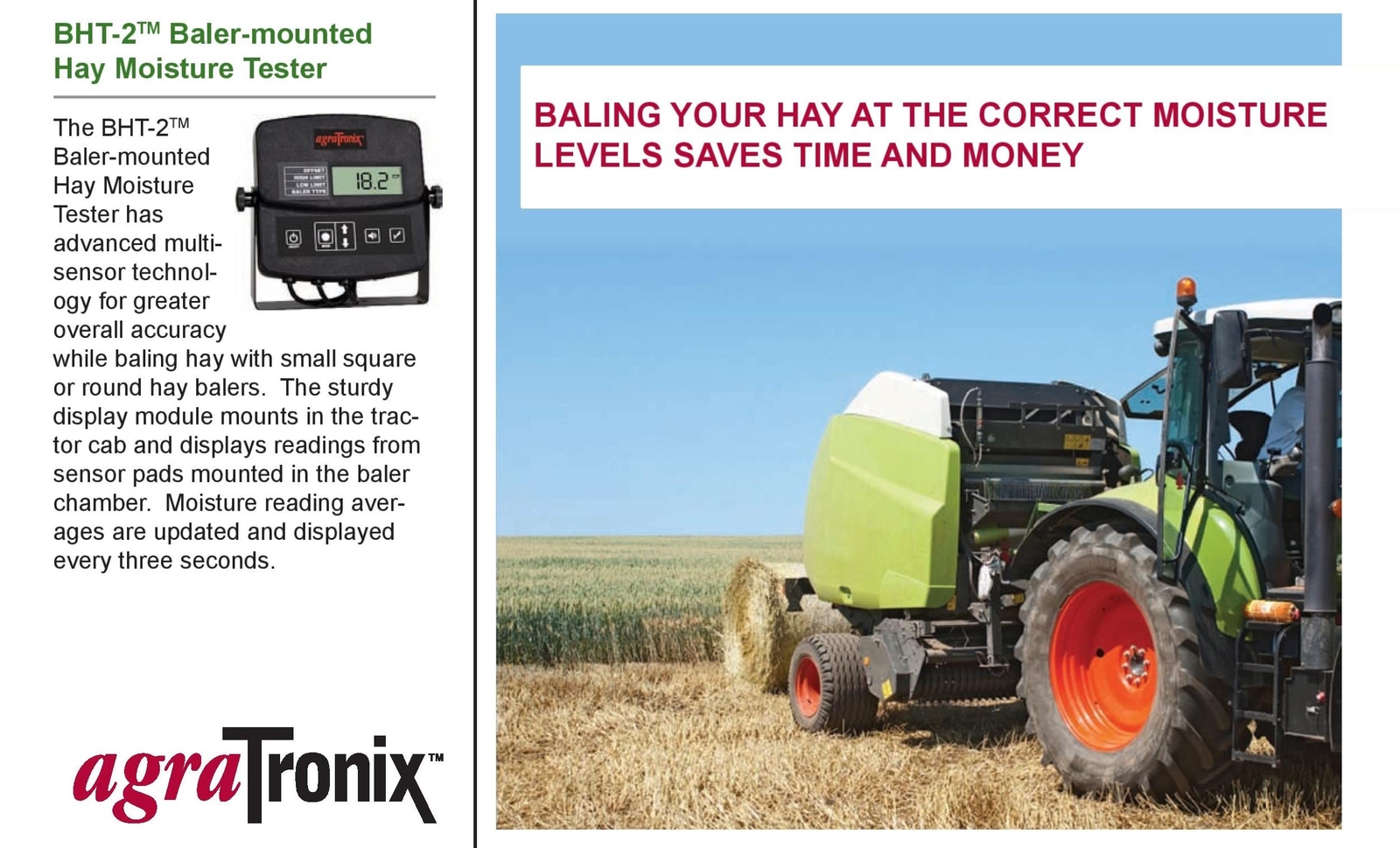 Agco Parts Agratronix Advanced Baler-Mounted Hay Moisture Tester BHT-2 FX07960