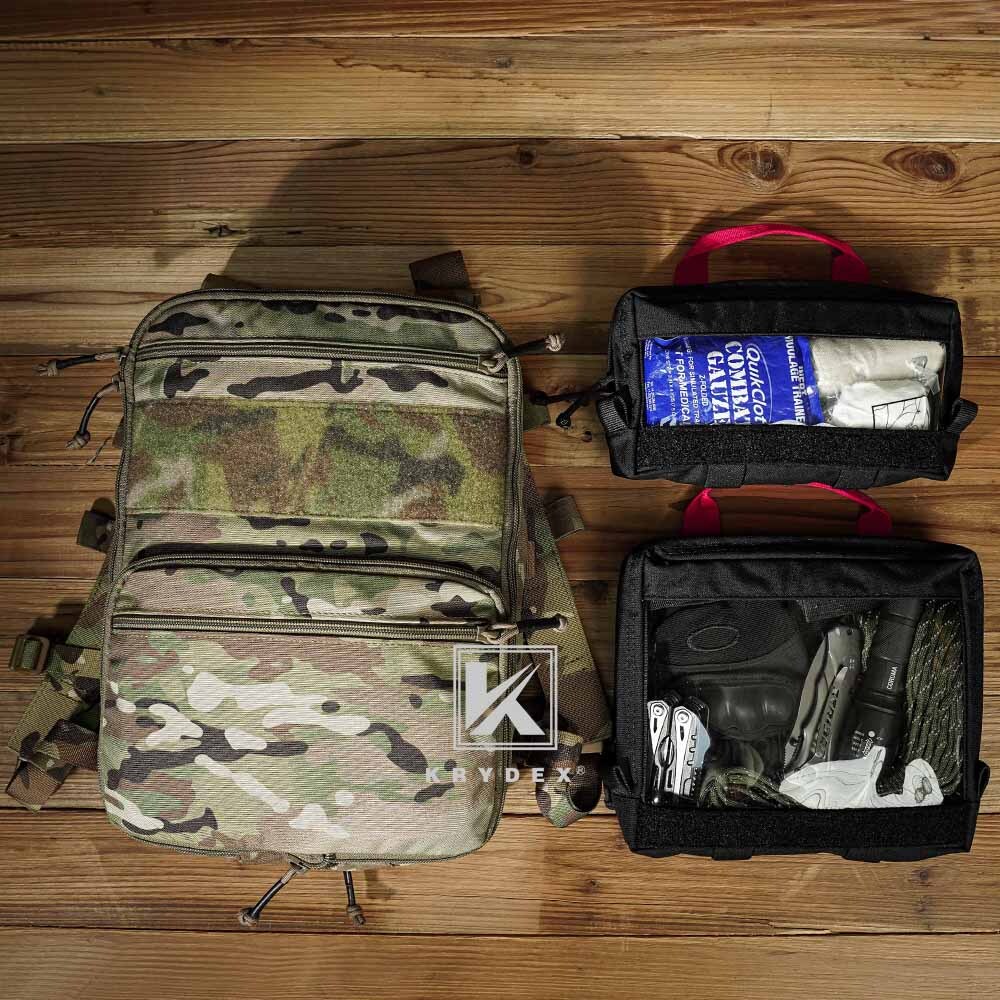 KRYDEX Clear Top Insert Pouch Organizer Hook Back Packing Cube for D3 Backpack