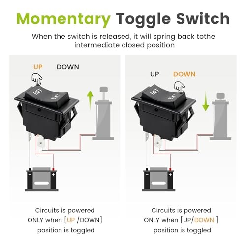 - Pack 1V Reverse Polarity Rocker Switch, Momentary DPDT 4 Pin (ON)-Off 2