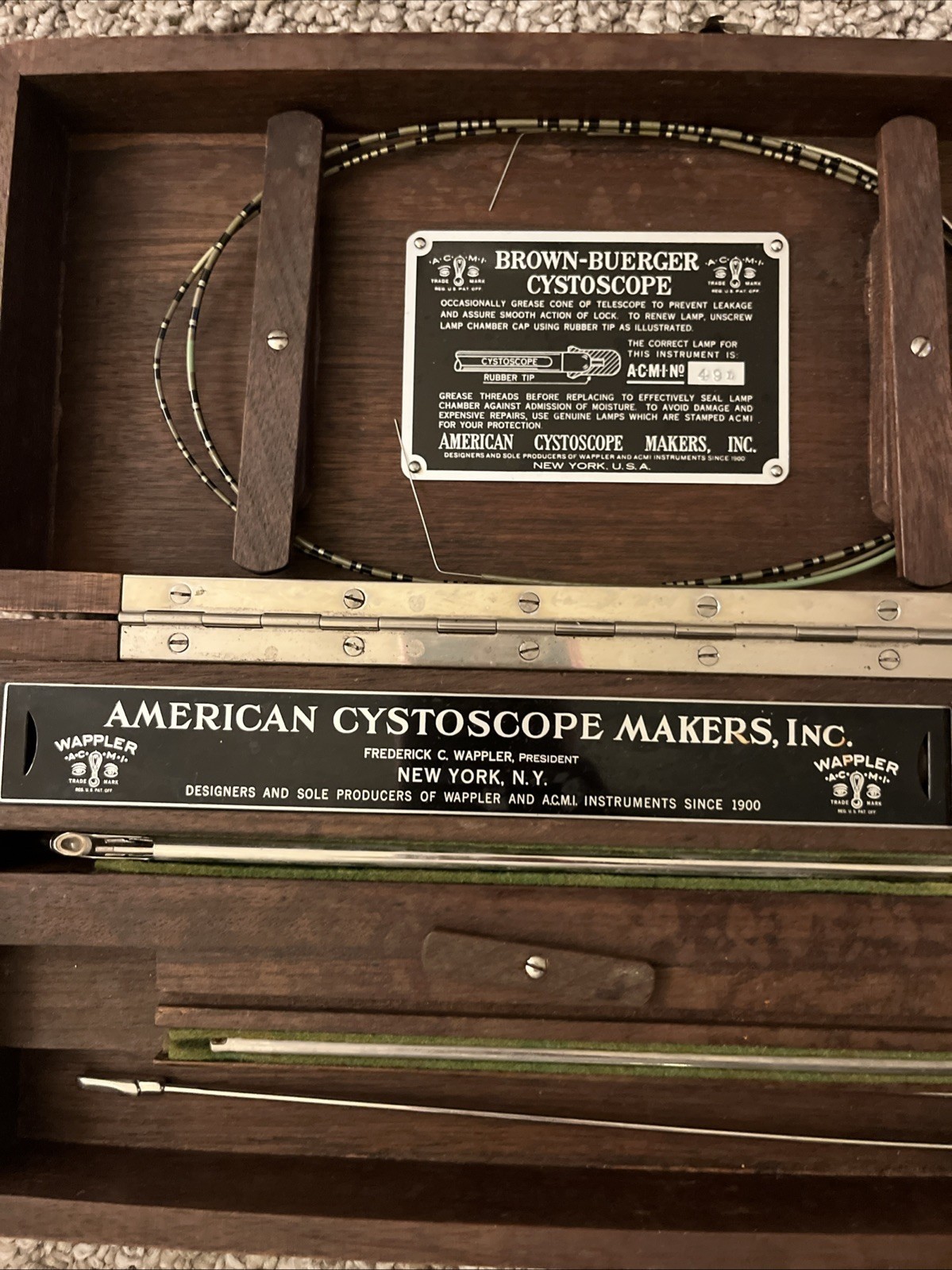 American Cystoscope Makers Vintage Instruments In Wooden Box Wappler And ACMI