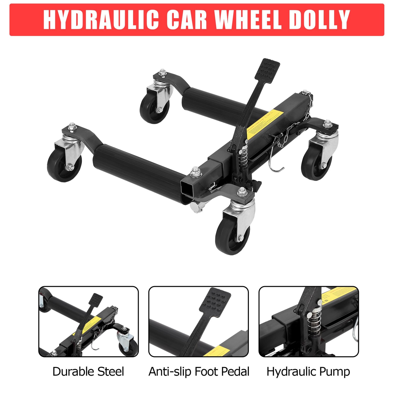 Hydraulic Car Wheel Dolly Jack Set of 4 Heavy 1500LBS Vehicle Skates Positioning