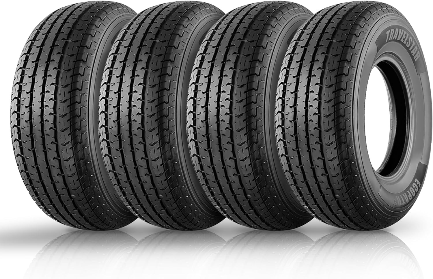 Set of 4 ST205/75R15 Trailer Tires Travelstar Ecopath ST 107/102M 8Ply 205 75 15