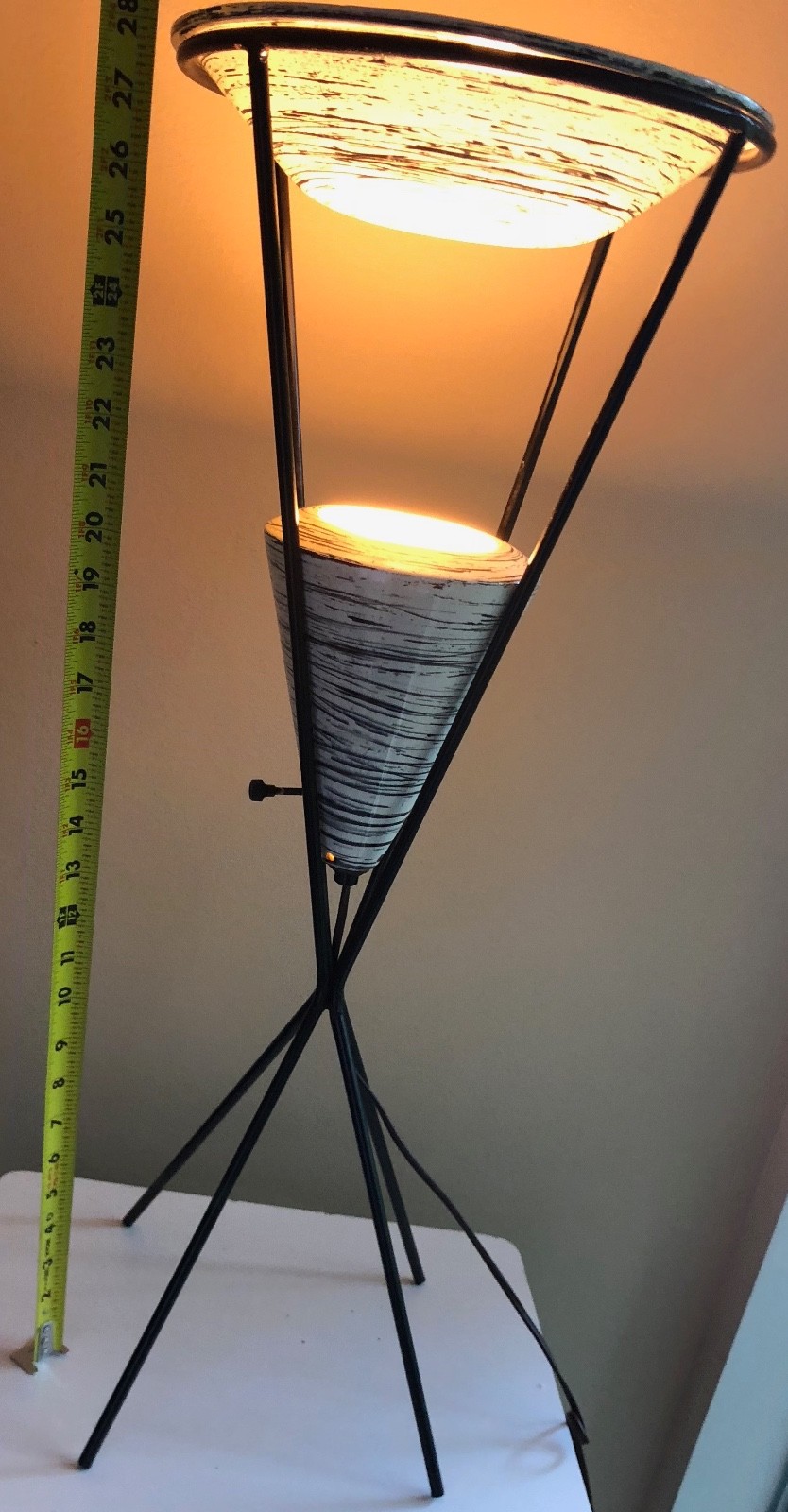 Rare Vintage 50s Atomic Iron Ceramic Pottery Lamp Mid Century Modern Lighting