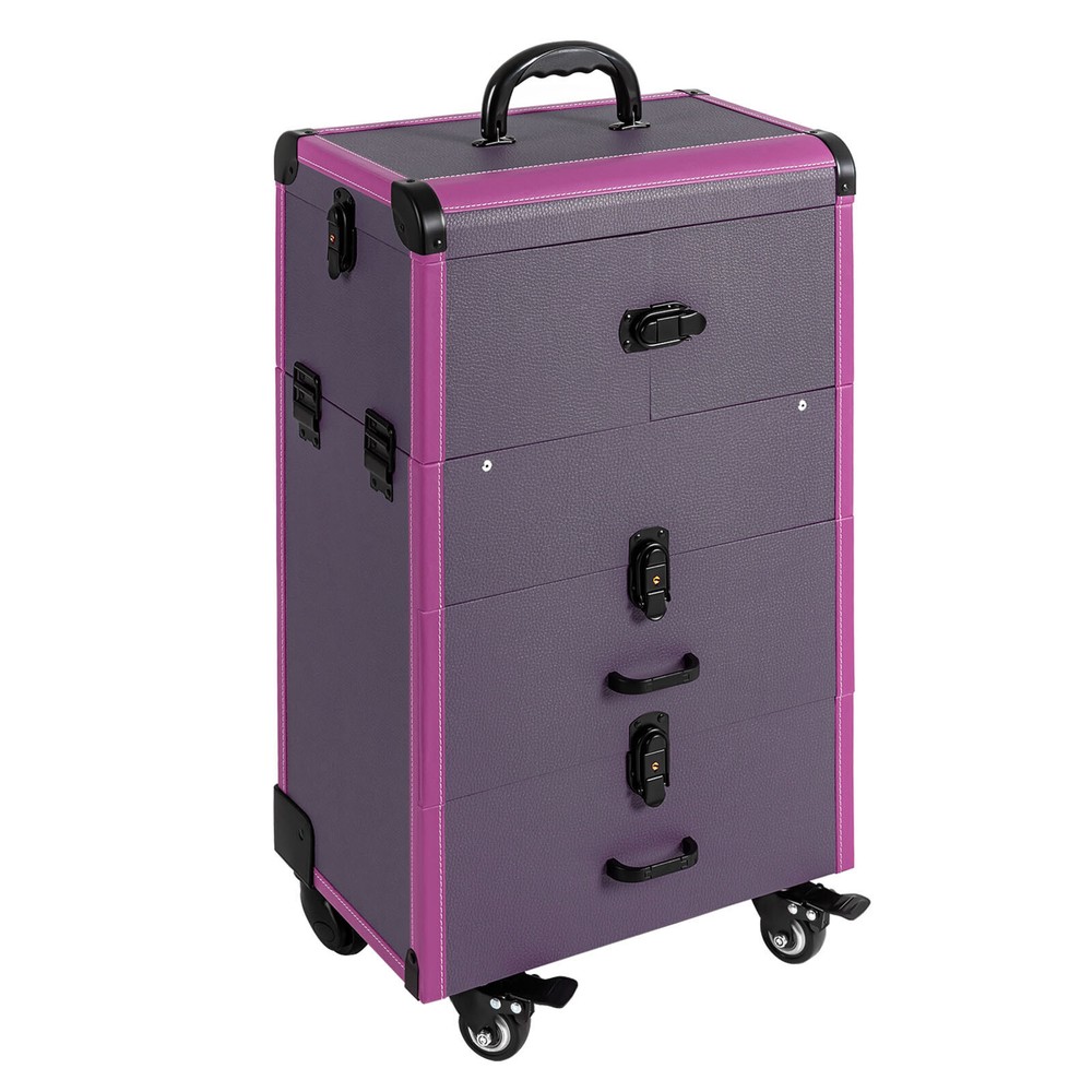 Rolling Makeup Case Beauty Organizer Box Lockable Cosmetic Case Trolley
