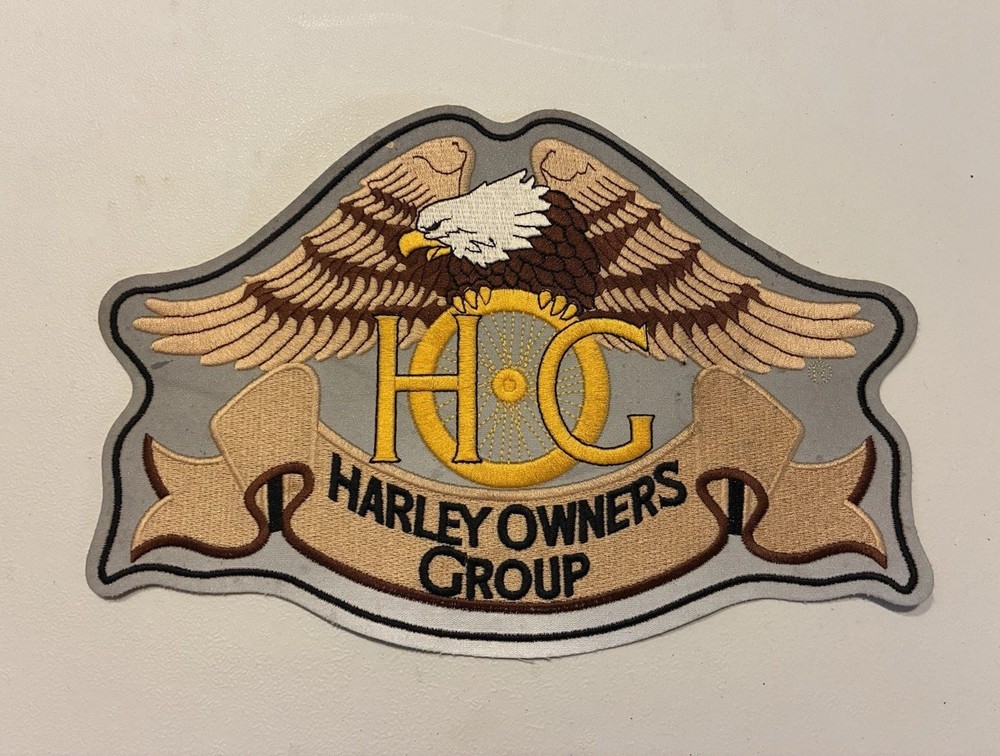 Large 11” Silver Reflective Harley Davidson Owners Group Patch HOG Eagle Jacket