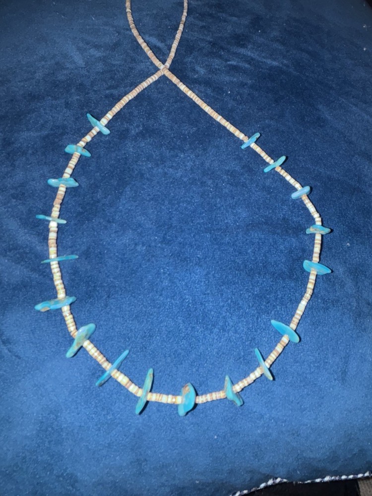 turquoise and shell handmade necklace