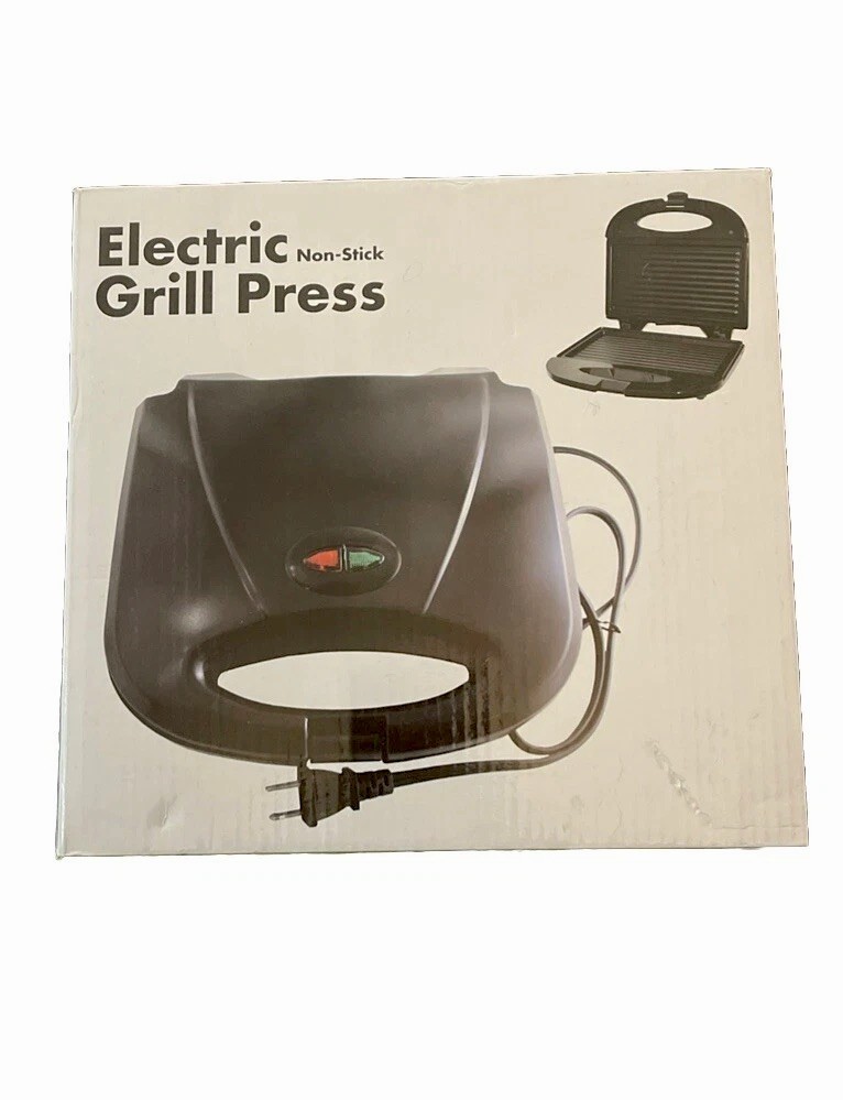 Electric Non-Stick Sandwich Grill Press. Intertek Black Portable Indoor NOB.