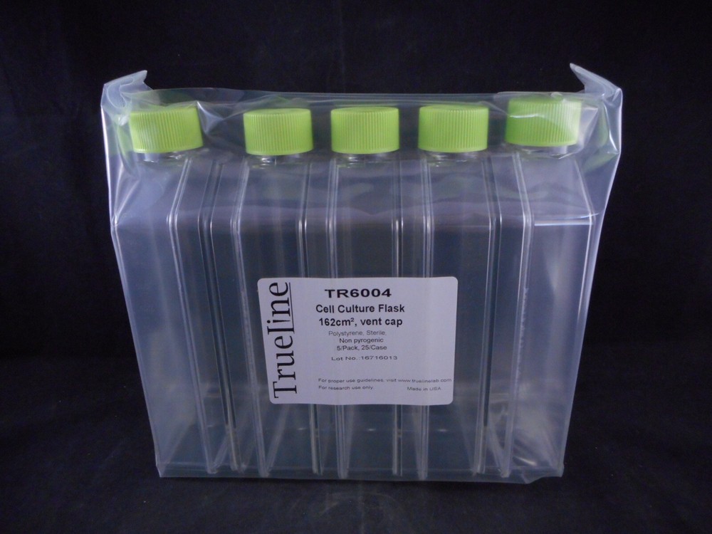 TRUELINE Plastic 162cm Cell Culture Flask Clear Sterile Stackable 32-48mL 25/CS