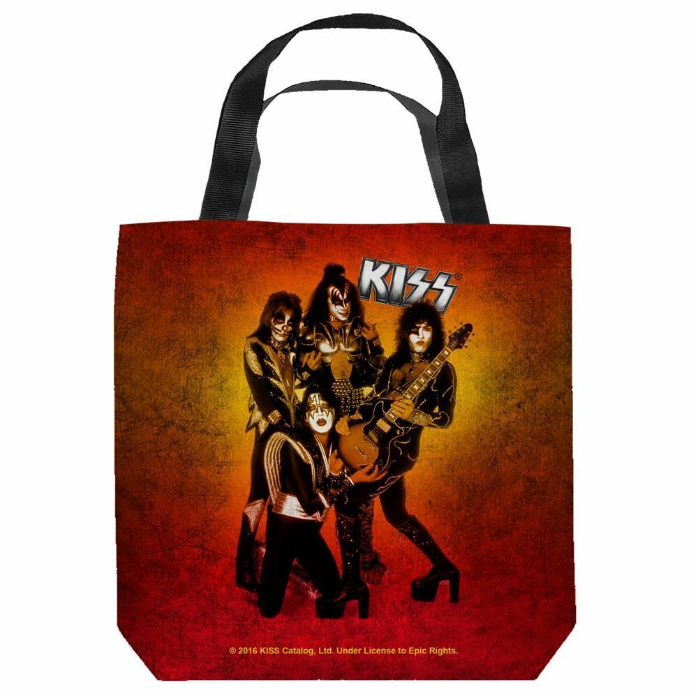 KISS 1976 GROUP POSE  13x13 TOTE BAG OFFICIAL 2016