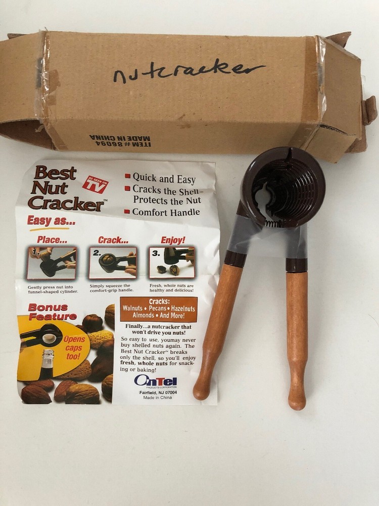 Best Nut Cracker open box Ontel Products NEW opens caps too