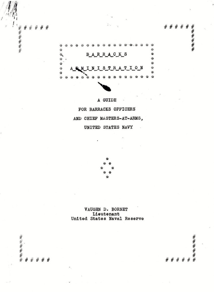 141 pg. 1945 Navy Barracks Administration Ofﬁcers Chief Masters Guide On Data CD
