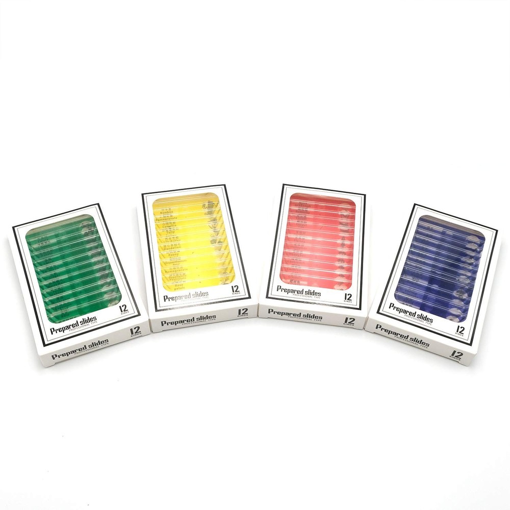 48pcs Prepared Plastic Microscope Slides Biological Specimen with 4 Boxes for...