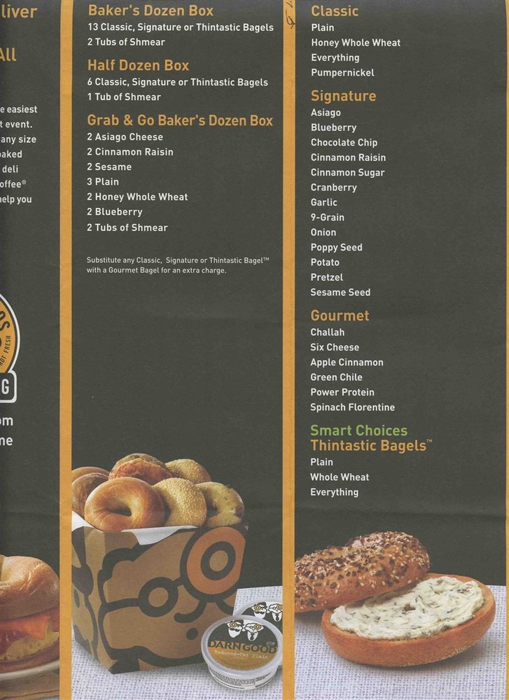 Einstein Bros Bagels Breakfast Lunch Catering & Bagel Box Menu