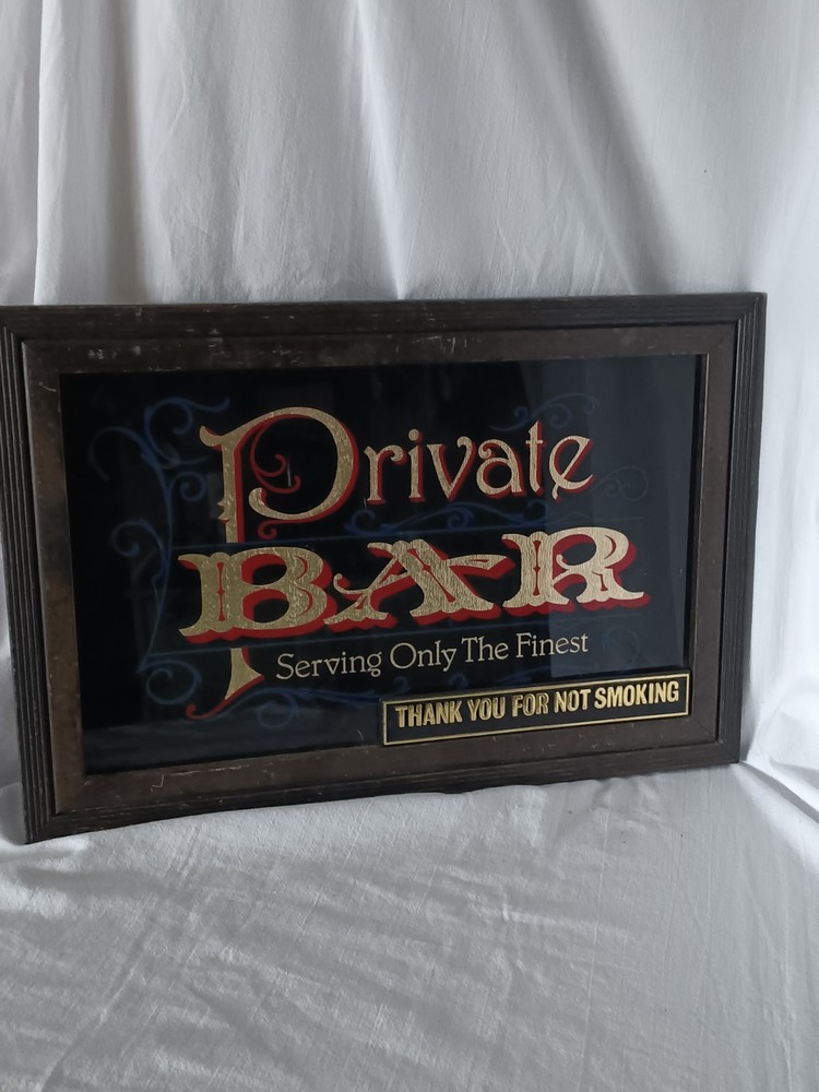 Vintage Private Bar Mirror 18.5x12