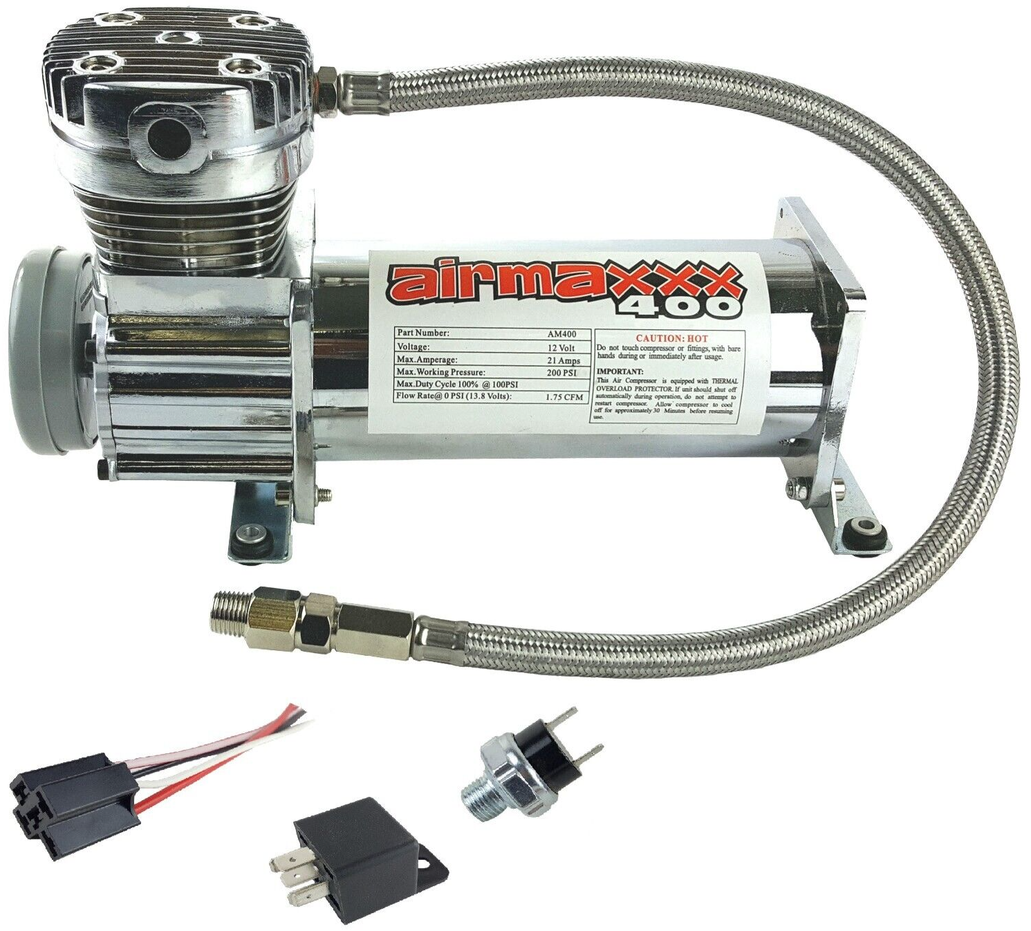 airmaxxx Chrome 400 Air Compressor For Air Ride Suspension System 120 On 150 Off