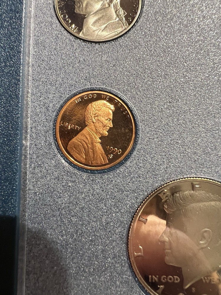 1990 US Mint Prestige Set Featuring Eisenhower Centennial 90% Silver Dollar COA