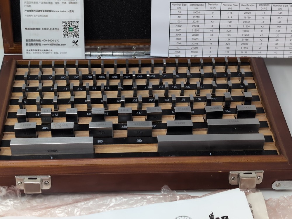 NEW Insize 4102-81 Gage Block Set Rectangular Shape Grade 0 w/cert from Fox V