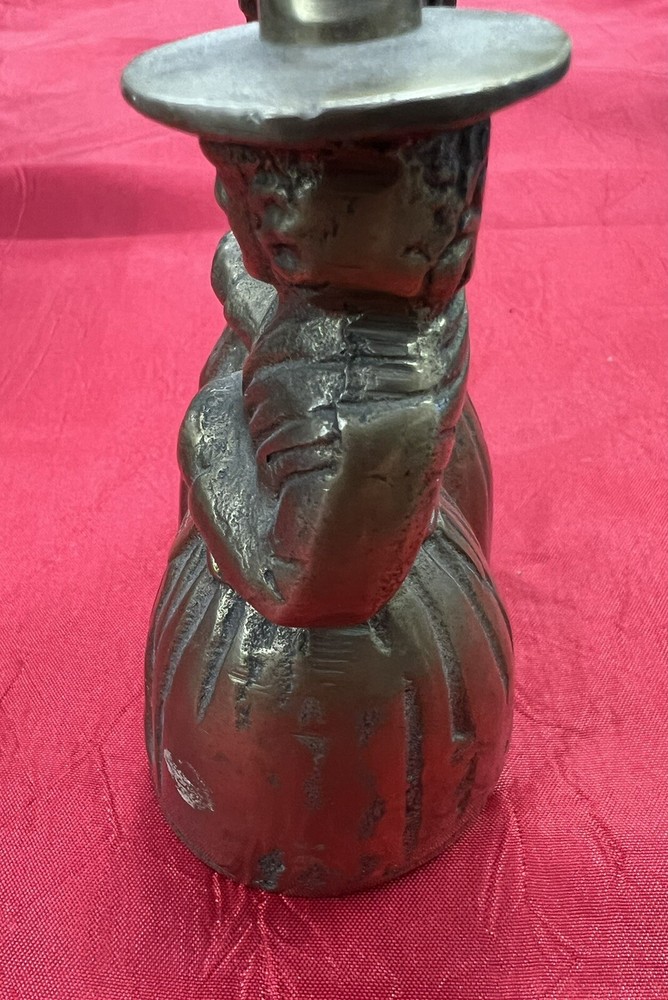 Bell Brass Two Female Pilgrims Vintage
