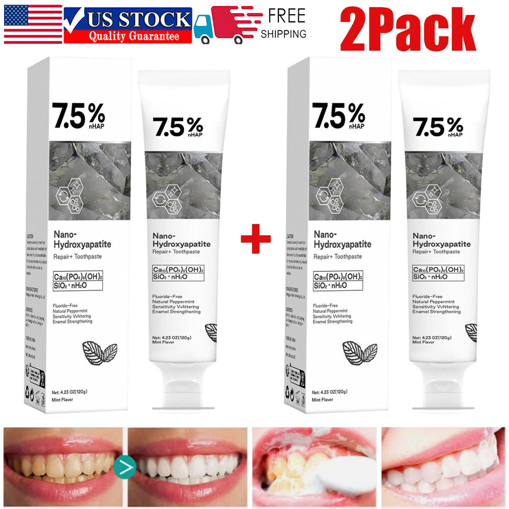 2x 7.5% Hap Nano-Hydroxyapatite Toothpaste Remove Deep Clean For Sensitive Teeth