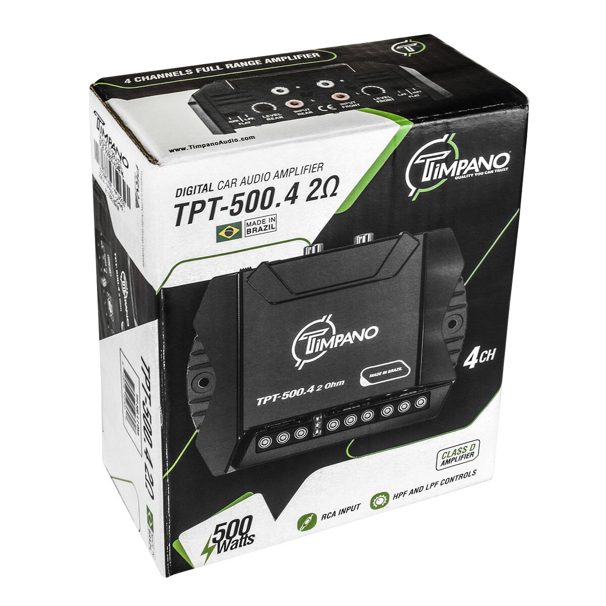 Timpano TPT-500.4 2Ω Compact 4 Channel Amplifier 500W Car Audio Digital Amp