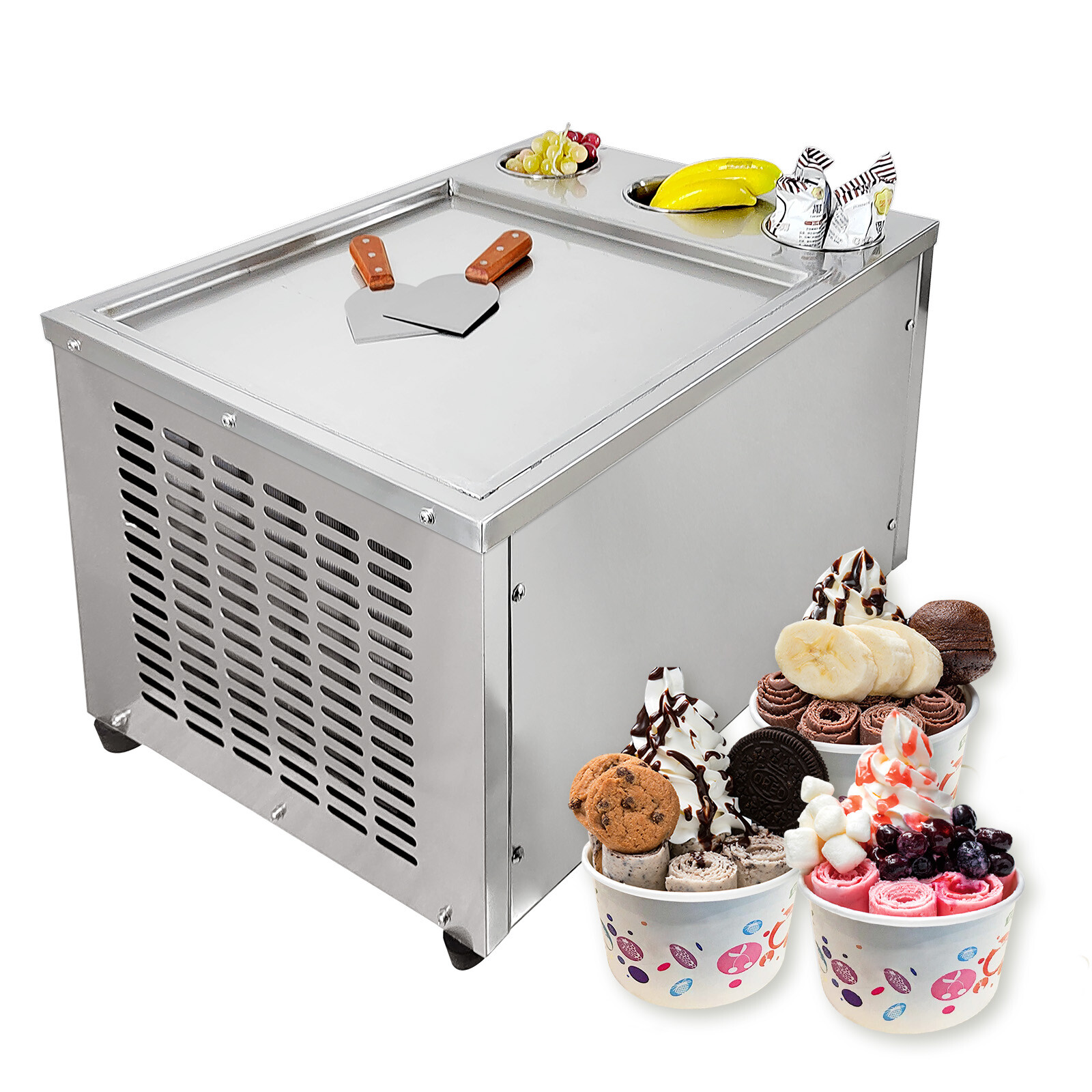 USA Kolice Countertop fry ice cream machine 18''x18'' square pan with 3 tanks