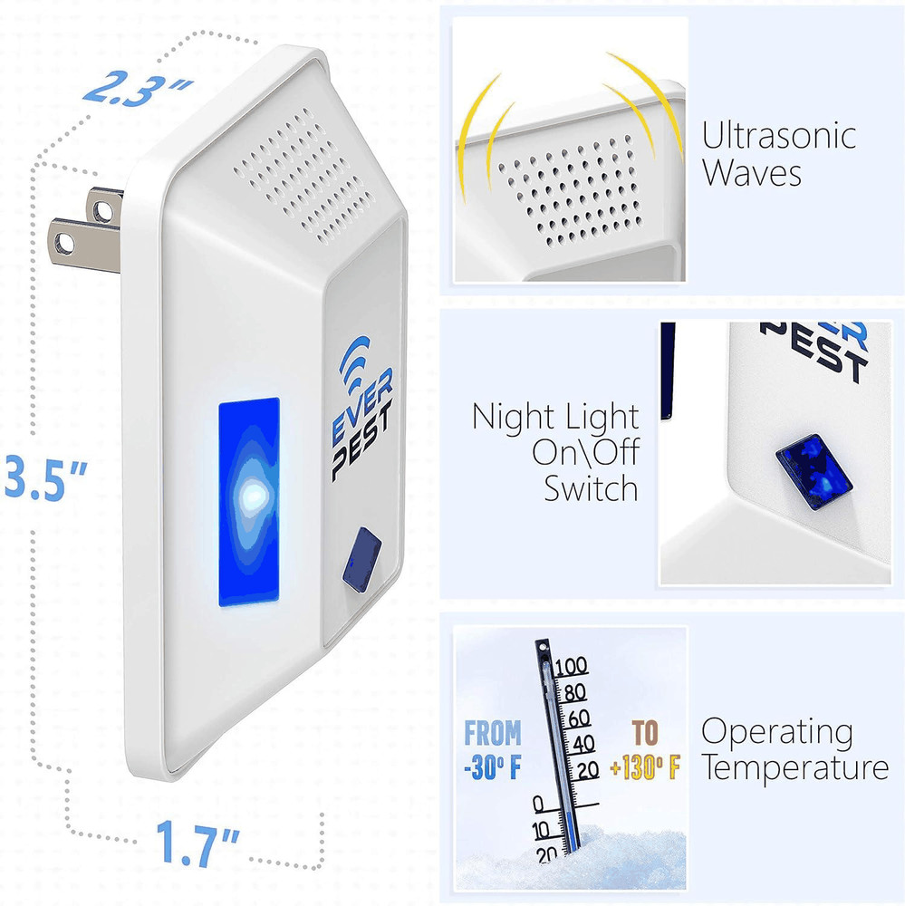 Ultrasonic Pest Control Repeller Plug in 2 Pack Device Repels Cockroach Cricket