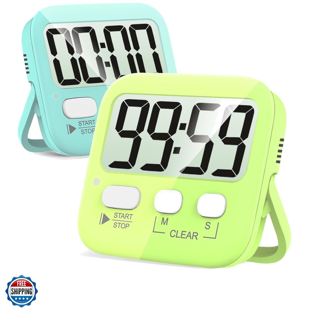 2 Pack Digital Timer for Kids, Magnetic Countdown Kitchen Timers for Cooking,...
