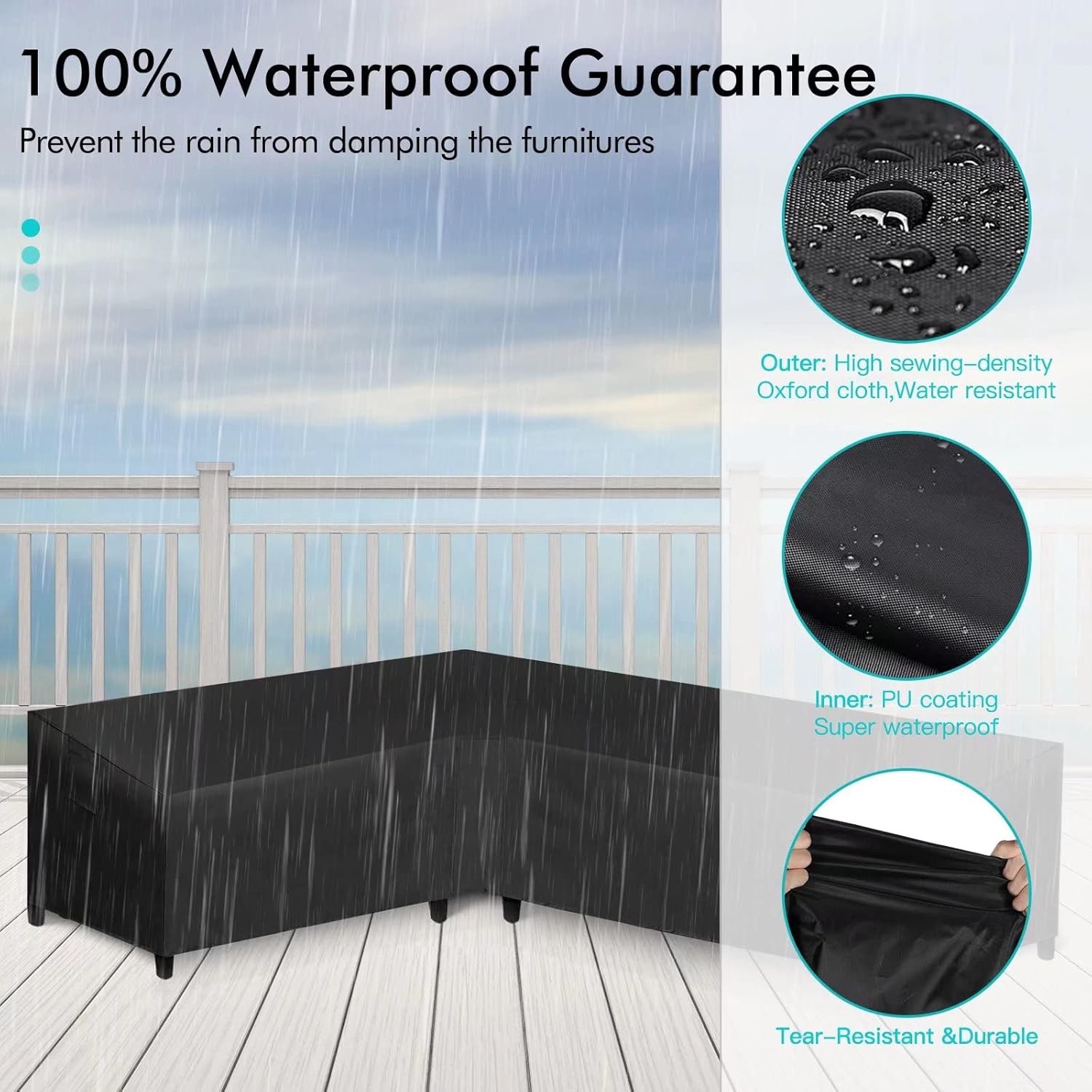 Patio L Shaped Sectional Sofa Cover Waterproof Heavy Duty Outdoor Sectional