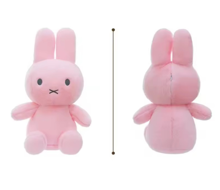 (Set of 2) Miffy Plush Rabbit White Pink Furry Sitting BBF Toy Pillow Home Toy