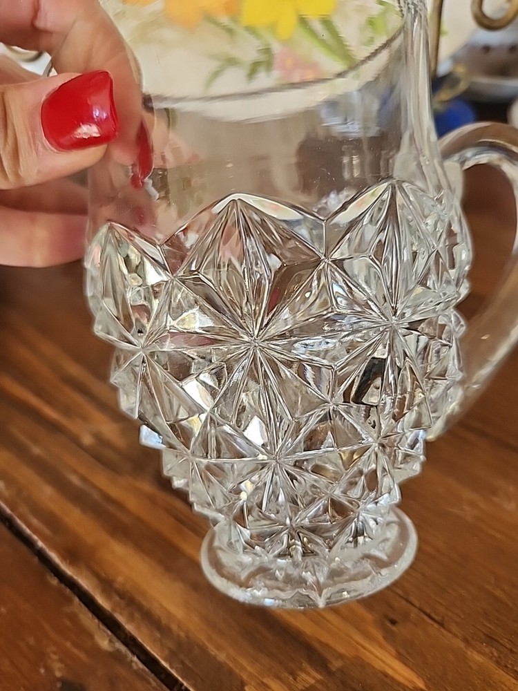 Tiffin Williamsburg Pressed: Clear Pressed Glass Pitcher with Raised Points