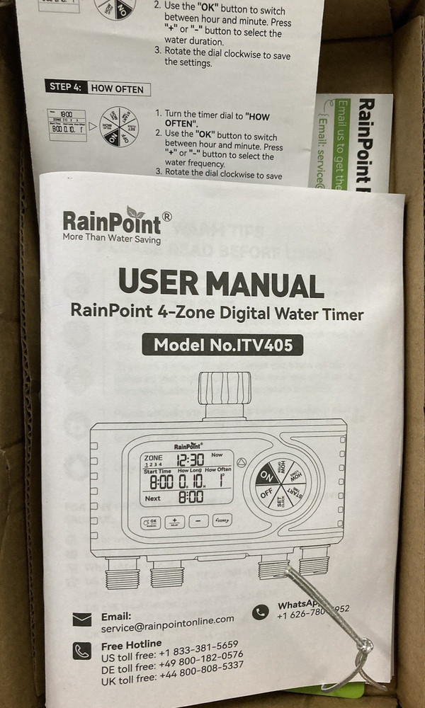 RainPoint 4-Zone Digital Water Timer Model ITV405