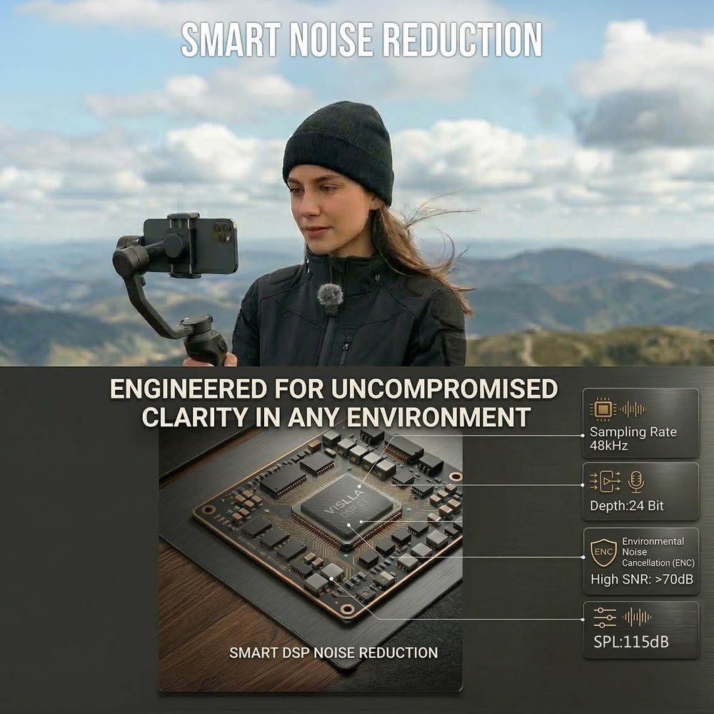 Mini Microphone for iPhone & Android, Furry Windscreen, Noise Cancelling Wire...