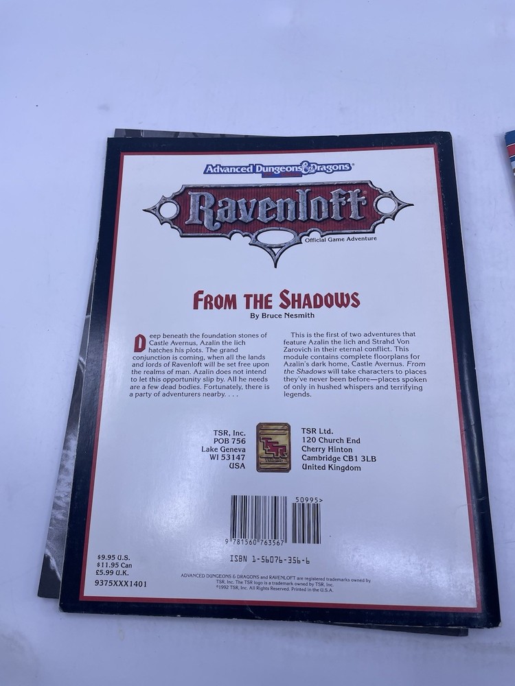 Ravenloft From the Shadows 9375 w/Map Adventure Module Dungeons & Dragons DnD